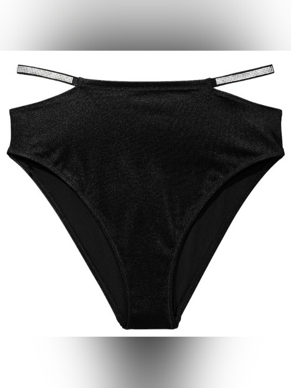 XS S M L VS Swim Shine Strap High Waist Cheeky Bikini Bottom Black